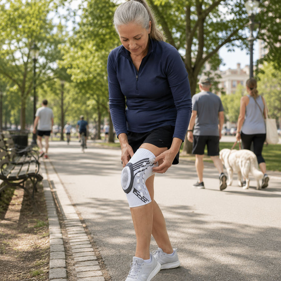 OnHealthWay DialFit Knee Support during everyday movement