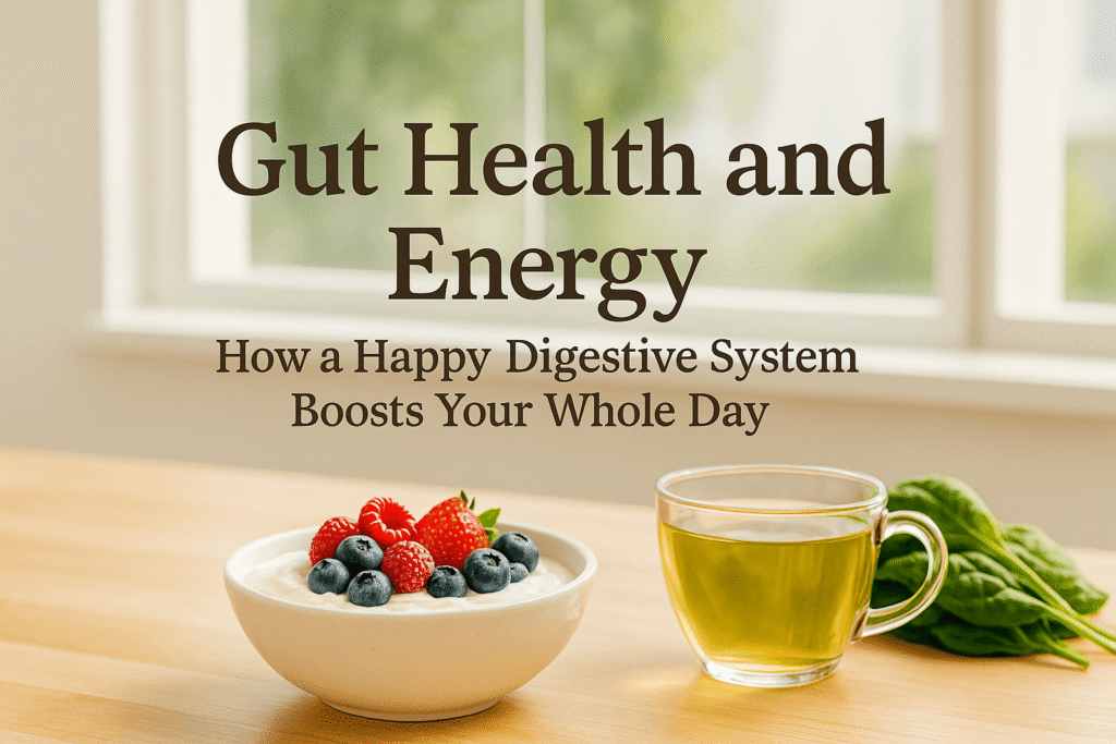 Young woman holding her stomach while sitting on a couch, symbolizing the connection between stress and gut health.